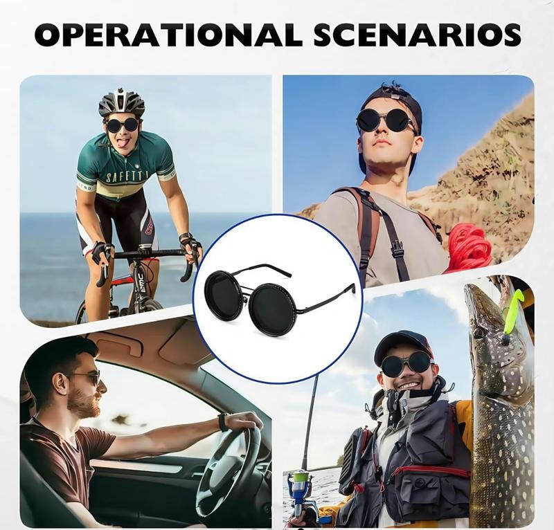 ND Filter Adjustable Polarized Lens-9-Step LightControl, UV Protection, Titanium Frame, Classic Vintage Design