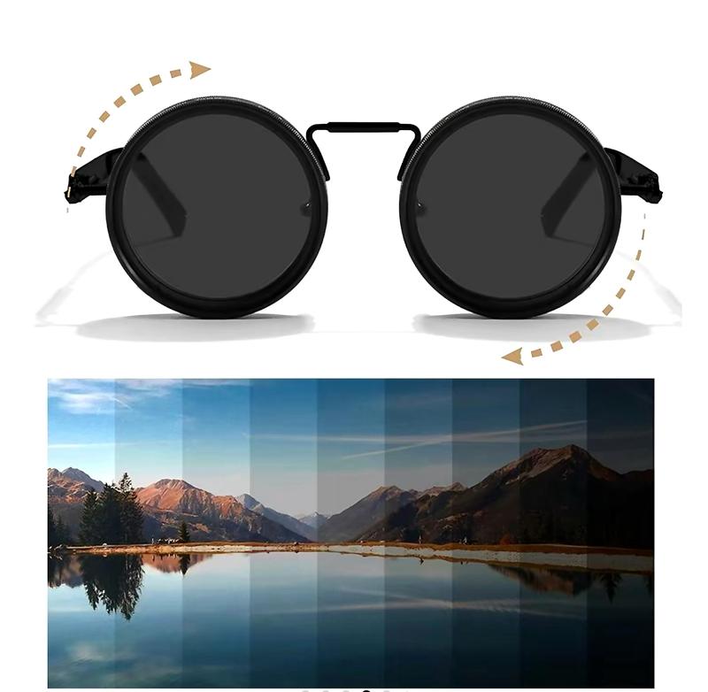 ND Filter Adjustable Polarized Lens-9-Step LightControl, UV Protection, Titanium Frame, Classic Vintage Design