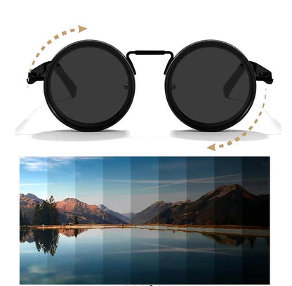 ND Filter Adjustable Polarized Lens-9-Step LightControl, UV Protection, Titanium Frame, Classic Vintage Design
