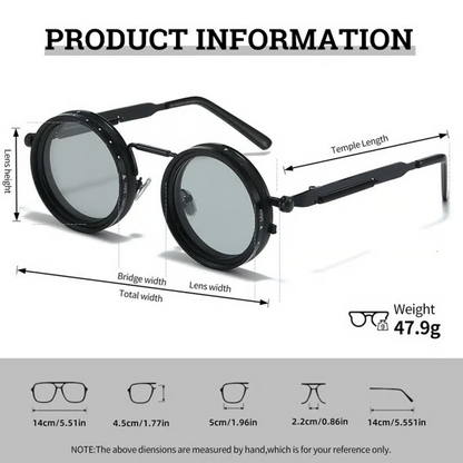 ND Filter Adjustable Polarized Lens-9-Step LightControl, UV Protection, Titanium Frame, Classic Vintage Design