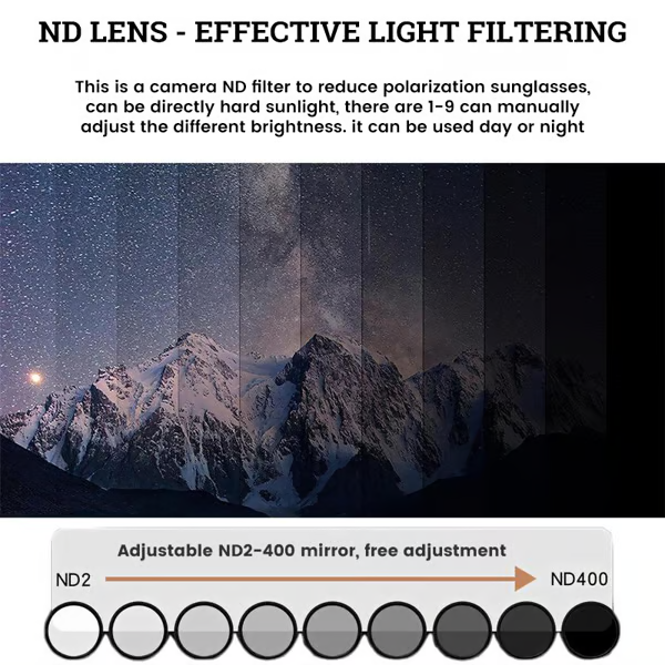 ND Filter Adjustable Polarized Lens-9-Step LightControl, UV Protection, Titanium Frame, Classic Vintage Design