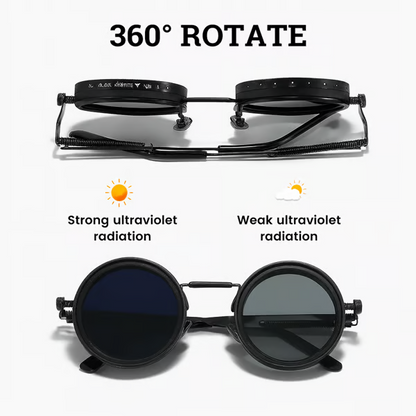 ND Filter Adjustable Polarized Lens-9-Step LightControl, UV Protection, Titanium Frame, Classic Vintage Design