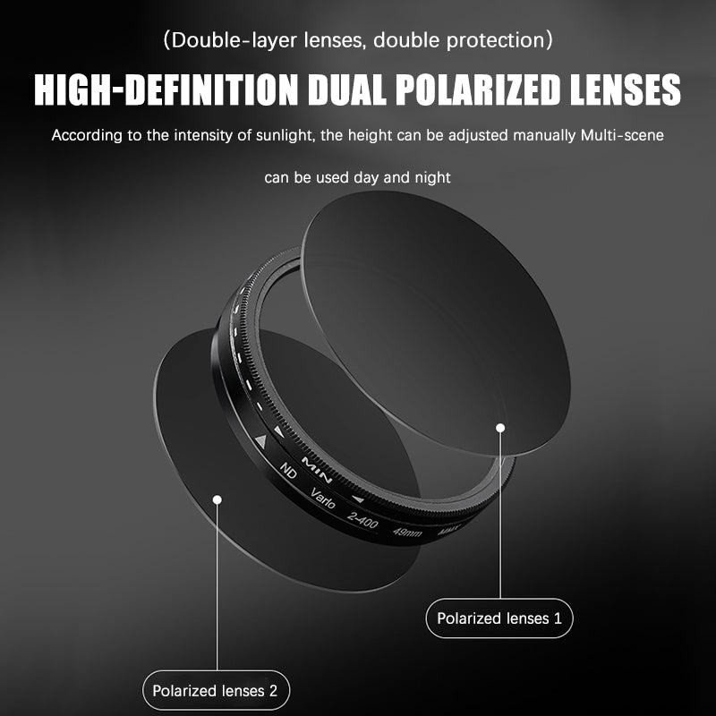 ND Filter Adjustable Polarized Lens-9-Step LightControl, UV Protection, Titanium Frame, Classic Vintage Design